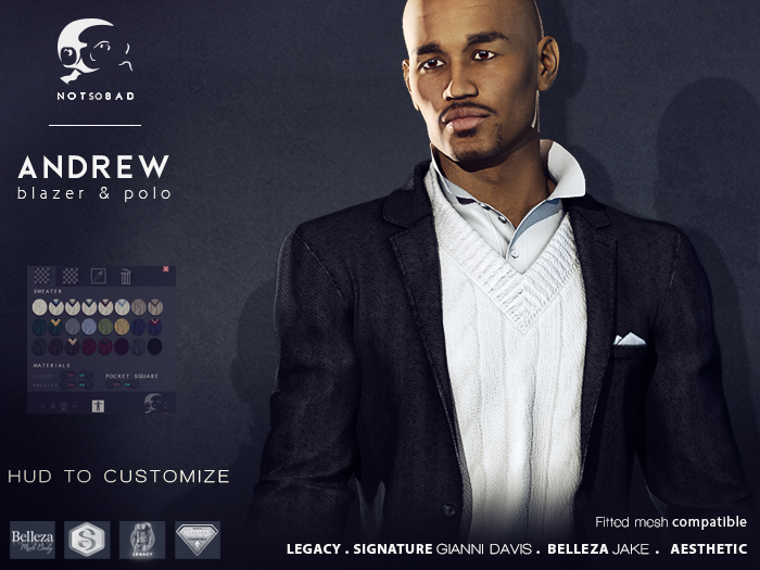 not so bad . mesh . ANDREW blazer & polo . black