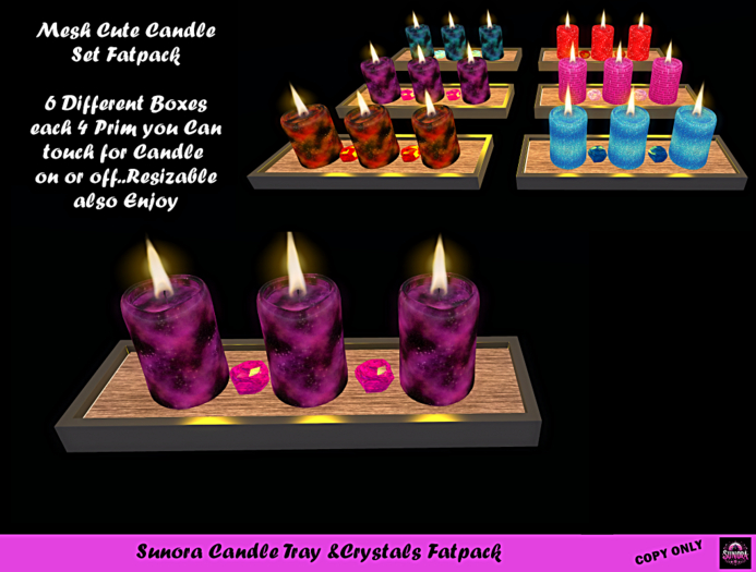 Sunora Candle Tray &Crystals Fatpack
