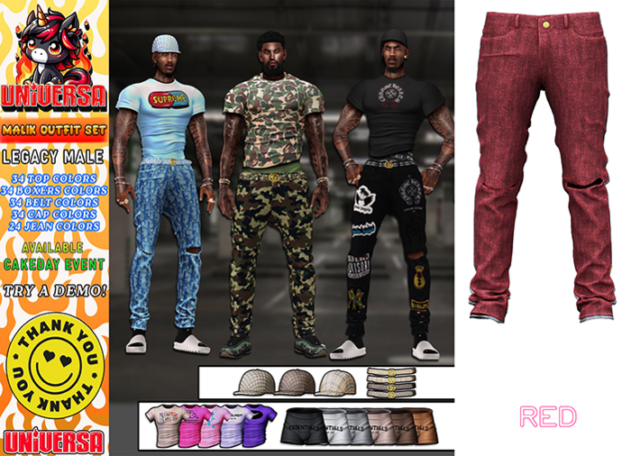 #UNIVERSA MEN - Malik Jeans - Red - Legacy Male - Legacy Athletic