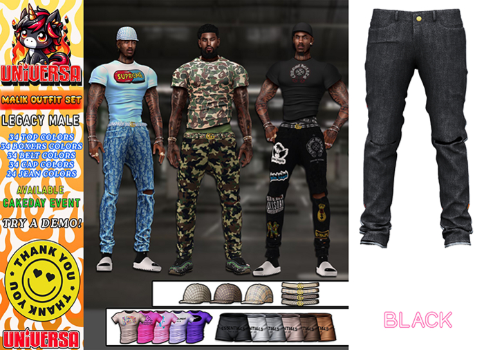 #UNIVERSA MEN - Malik Jeans - Black - Legacy Male - Legacy Athletic