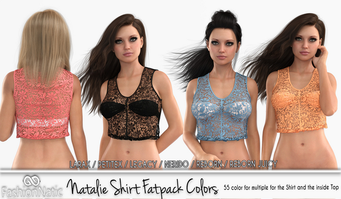 Shirt Women's Natalie Fatpack Colors - LaraX, PetiteX, Legacy, Nerido, Reborn, Reborn Juicy - FashionNatic