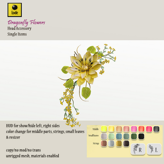 *LODE* Head Accessory - Dragonfly Flowers [yellow]