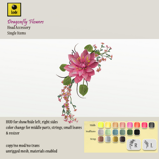 *LODE* Head Accessory - Dragonfly Flowers [pink]