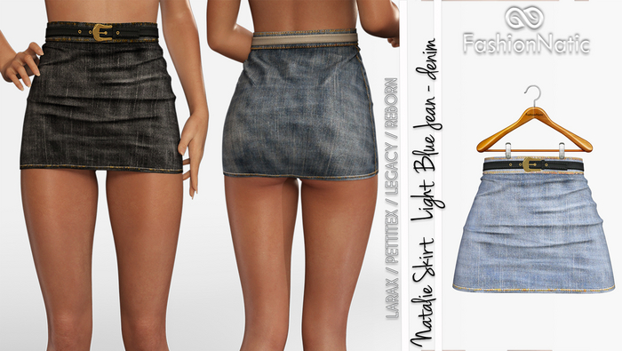 Skirt Natalie Light Blue Denim - Jeans  - LaraX, PetiteX, Legacy, Reborn - FashionNatic