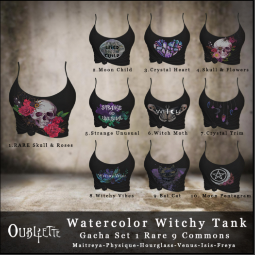 Oubliette- RARE Skull & Roses Witchy Tank HOURGLASS