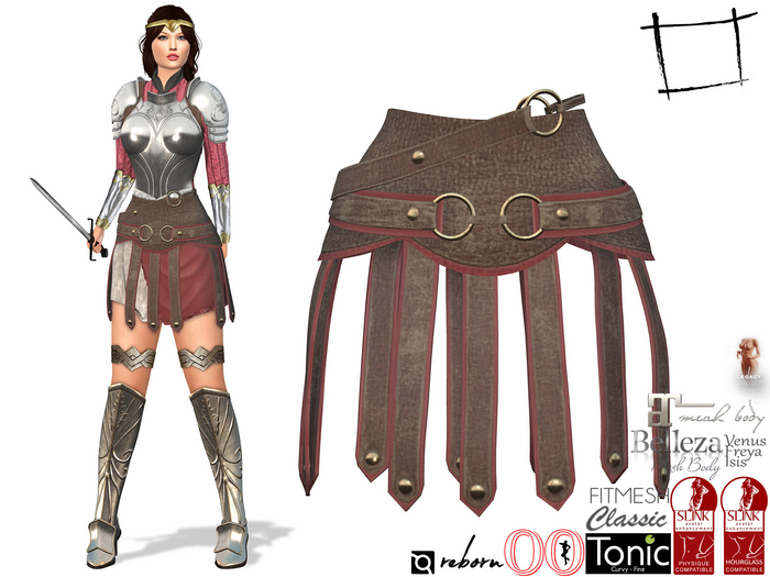 Full Perm Female Roman Soldier Belt Slink, Maitreya, Belleza, Ocacin Stnd, Tonic, Voluptuous, Legacy, Ebody Reborn