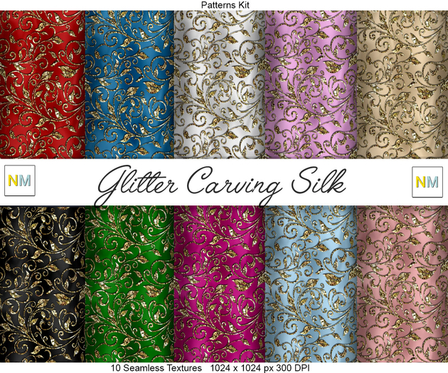 Glitter Carving Silk Satin