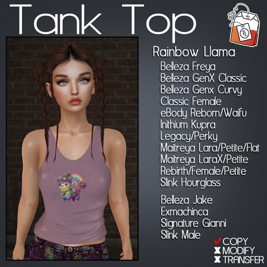 ~TL~ Rainbow Llama Tank Set