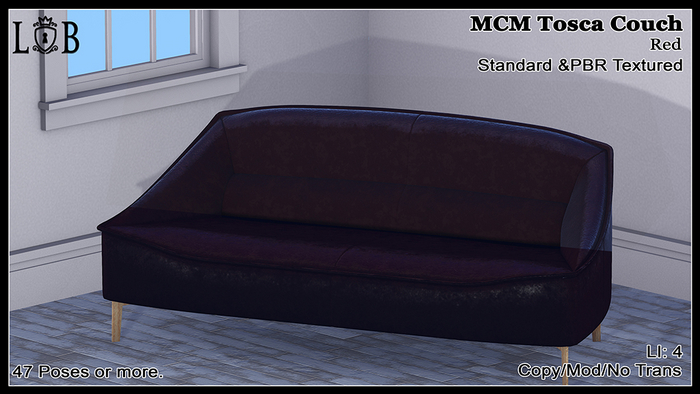 ~L:B~ MCM Tosca Couch-Red (Boxed)