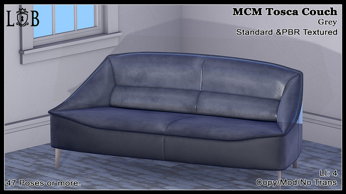 ~L:B~ MCM Tosca Couch-Grey (Boxed)