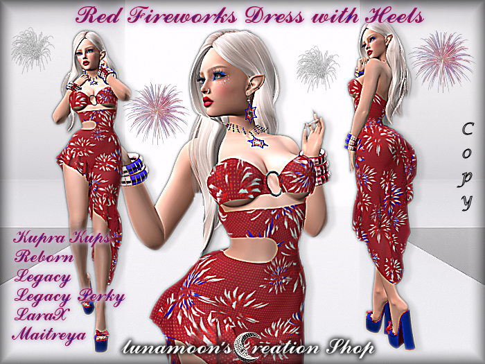RED FIREWORKS DRESS WITH HEELS
