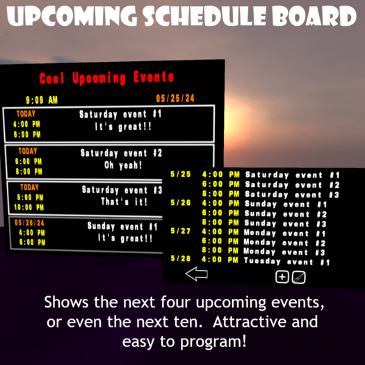  Upcoming Club Event Schedule Board