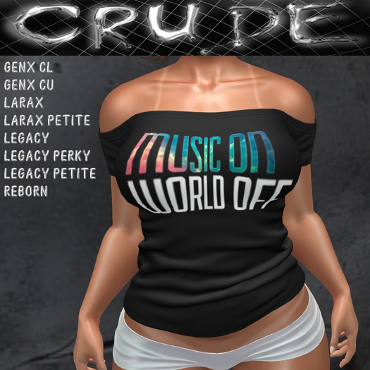 Music On World Off Women's Shoulder Shirt L (WOL)  <Wear Me>