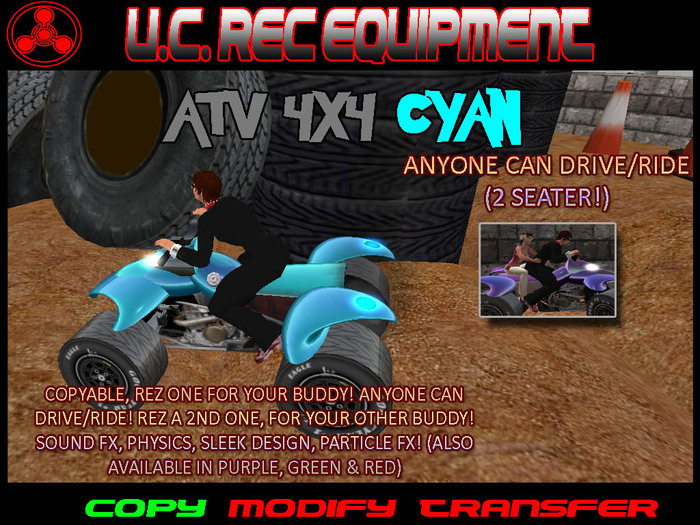 ATV 4x4 (Cyan) Off-Road Motocross Vehicle! Anyone can drive!