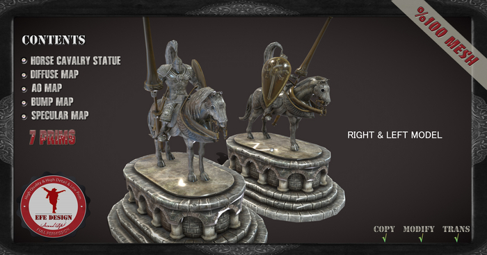 (Efe Design) Horse Cavalry Statue Fullperm 