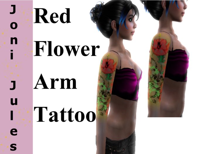 Red Flower Arm Tattoo