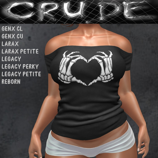 Skeleton Hands Heart Women's Shoulder Shirt L (WOL)  <Wear Me>