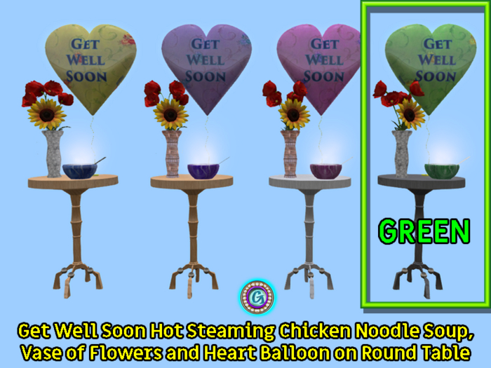 Get Well Soon Flowers Balloon Soup Green