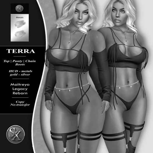 demo // SX Terra Outfit ~ Top Panty Boots Chain [add]  black