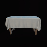 {S} Full Perm White Tablecloth Display Table