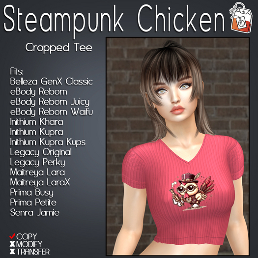 ~TL~ Steampunk Chicken Cropped Tee
