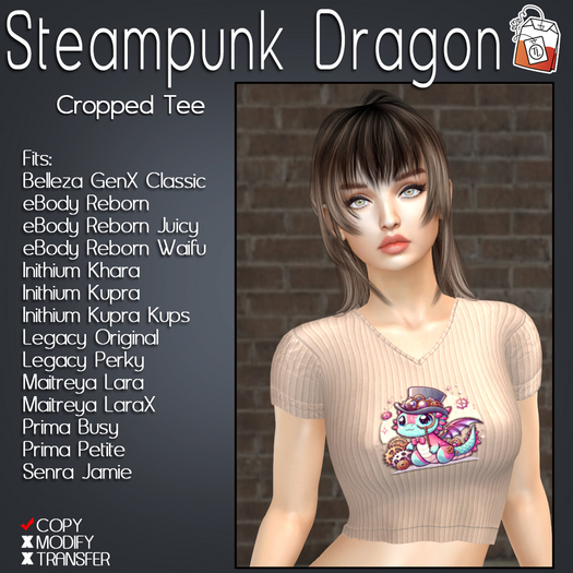 ~TL~ Steampunk Dragon Cropped Tee
