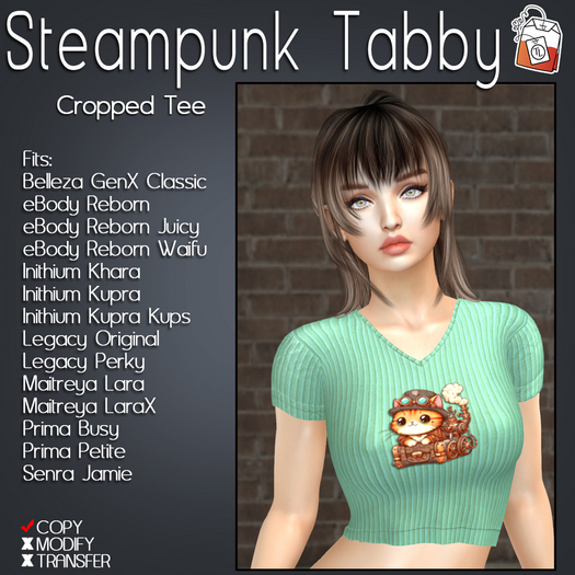 ~TL~ Steampunk Tabby Cropped Tee