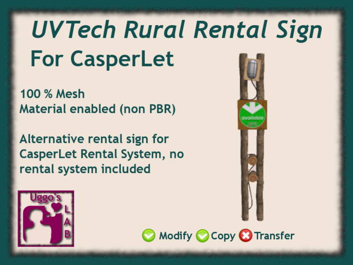UVTech Rural Rental Sign
