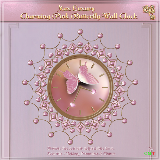 Max Luxury - Charming Pink Butterfly Wall Clock