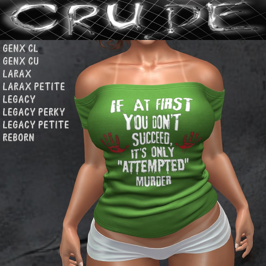 If at first you don't succeed It's Only Attempted Murder Women's Shoulder Shirt L (WOL)  <Wear Me>