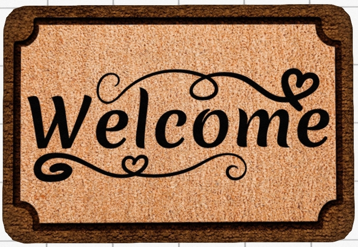 ~Confetti Time~ Welcome Mat Welcome Heart Swirls