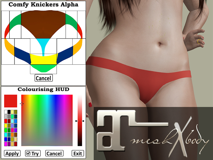 Comfy Mesh Knickers for LaraX, PetiteX, FlatX: PBR, Mod perms, Alpha and Tinting HUD