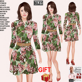 GIFT,FLARED SHIRT DRESS,CL&MESH BODY