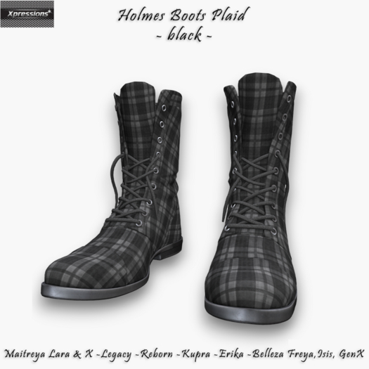 [Xprs] - Holmes Boots Plaid Black