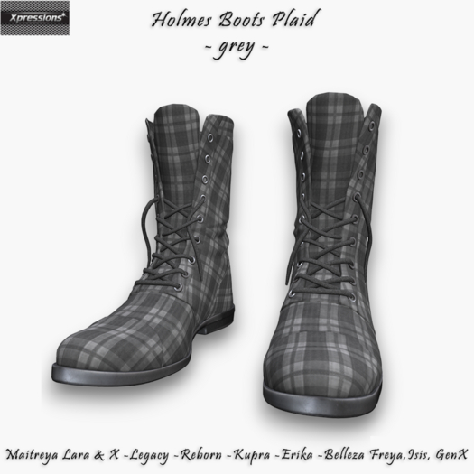 [Xprs] - Holmes Boots Plaid Grey