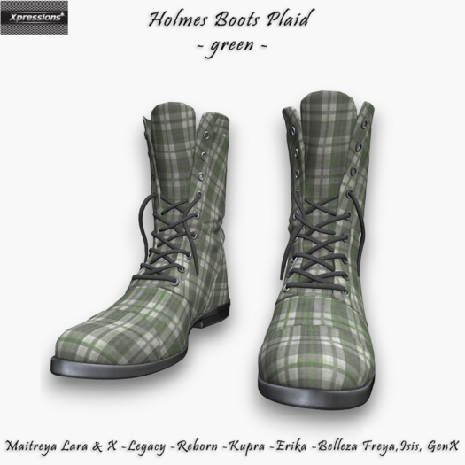 [Xprs] - Holmes Boots Plaid Green