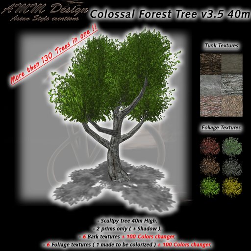 *AMM Design Landscaping / Plant  Colossal Forest Tree V3.5 Texture & Color Changer 40 m (Transfert)