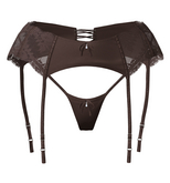 SOJOUR - Agita garter belt & thong - brown