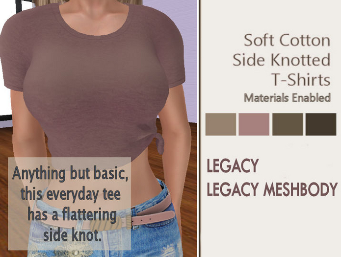 LEGACY AND FREE LEGACY MESHBODY CLASSIC-SIDE KNOTTED CROPPED SHORT SLEEVES T-SHIRT-A CASUAL SPORTY GIRLS CLOTHES OUTFIT 