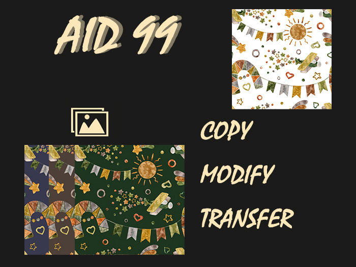 AID99: 4 Full-Perm Seamless Children's Party Textures