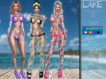 ❤️, Lake Tropical Beach Lounge Set, Bikini With Sheer Top and Pants, 11 Mix Match textures