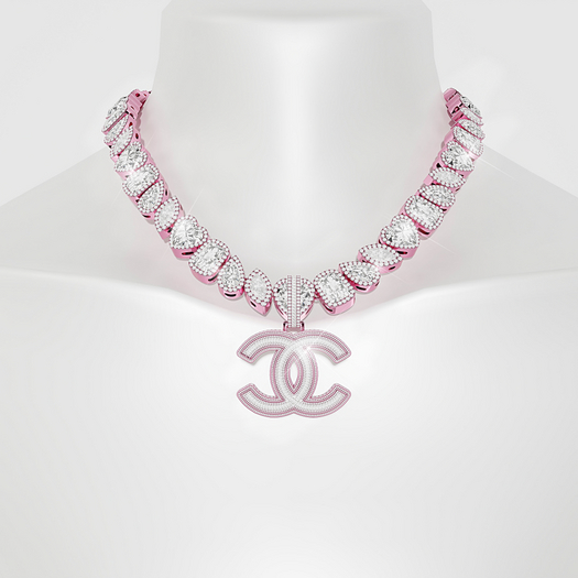 COCAINE. MIXED DIAMOND CHANEL CHAIN - ROSEGOLD