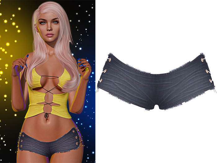 Adria Booty Shorts 2.0 [Midnight Denim] - Maitreya Lara • LaraX • Petite • PetiteX • Legacy • Reborn Clothing