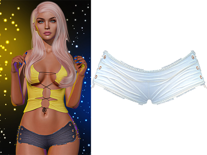 Adria Booty Shorts 2.0 [Ice Denim] - Maitreya Lara • LaraX • Petite • PetiteX • Legacy • Reborn Clothing