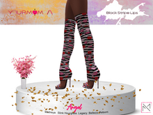 YOURMOM /\ - Angel Thigh High Heels ' Black Stripe Lips