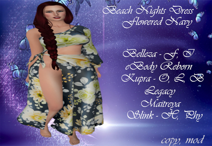 Beach Nights Dress Flowered Navy