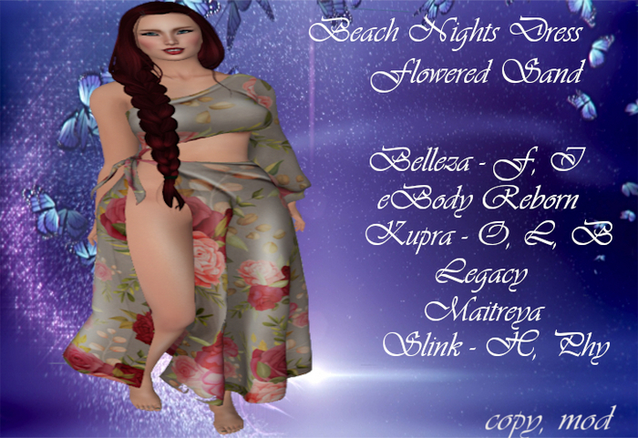 Beach Nights Dress Flowered Sand