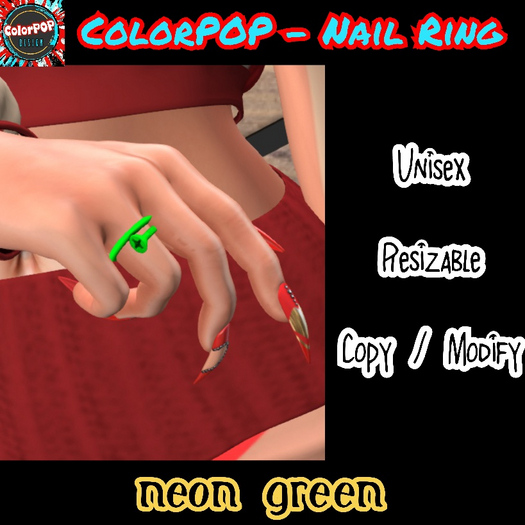 ColorPOP - Nail Ring - Neon Green BOX (ADD to Unpack)