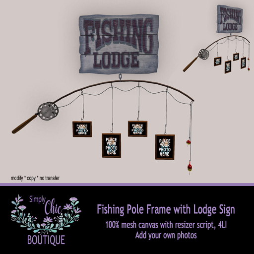 Second Life Marketplace - Fishing Lodge Sign & Fishing Pole Frame