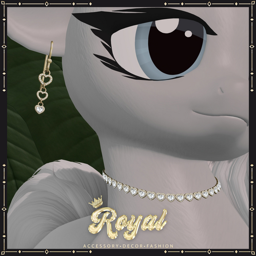 Royal. Heart Cluster Tennis Chain Choker & Earrings [OP]